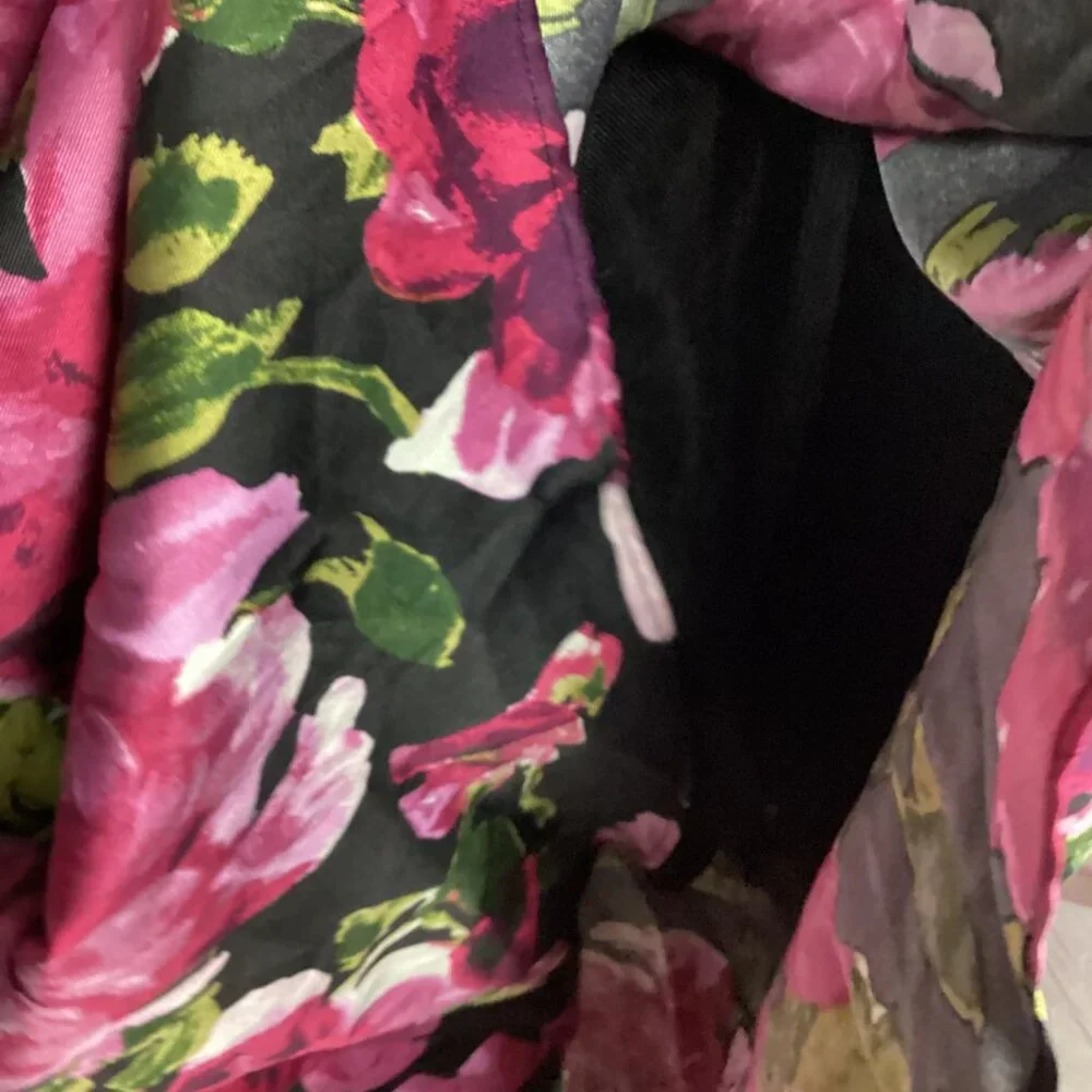 Jodi Kristopher Skirt Black Pink Floral Full Hi Low 14/15